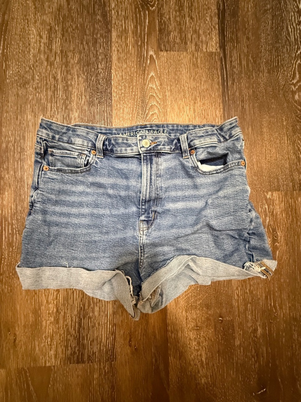 American Eagle Outfitters Light Blue Rolled Hem Denim Shorts